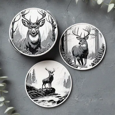 Lót Ly Hươu Mùa Đông (Winter Deer Coasters)
