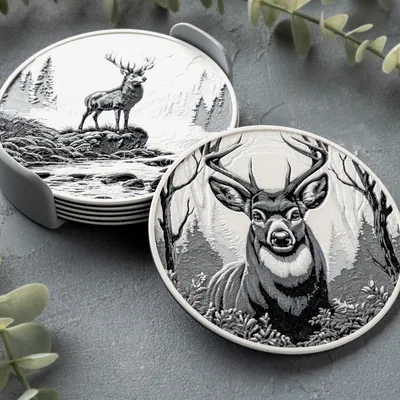 Lót Ly Hươu Mùa Đông (Winter Deer Coasters)