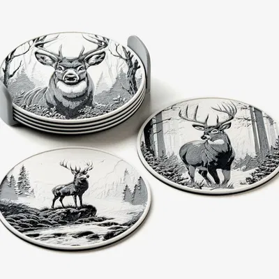 Lót Ly Hươu Mùa Đông (Winter Deer Coasters)