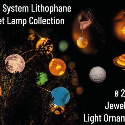 Bộ sưu tập Đèn Hành tinh Lithophane Hệ Mặt Trời - ⌀25mm