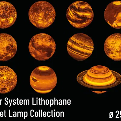 Bộ sưu tập Đèn Hành tinh Lithophane Hệ Mặt Trời - ⌀25mm