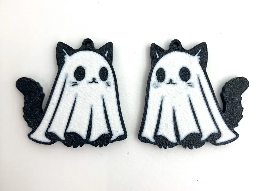 Bông tai Halloween Mèo Ma (Ghost Cat Earrings / Pendientes Gato Fantasma) - Image 1