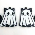 Bông tai Halloween Mèo Ma (Ghost Cat Earrings / Pendientes Gato Fantasma) - Thumbnail 1
