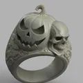 Nhẫn Pumpkin Skull Halloween (STL) – Chi tiết cao - Thumbnail 1