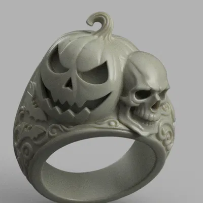 Nhẫn Pumpkin Skull Halloween (STL) – Chi tiết cao