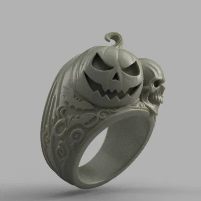 Nhẫn Pumpkin Skull Halloween (STL) – Chi tiết cao