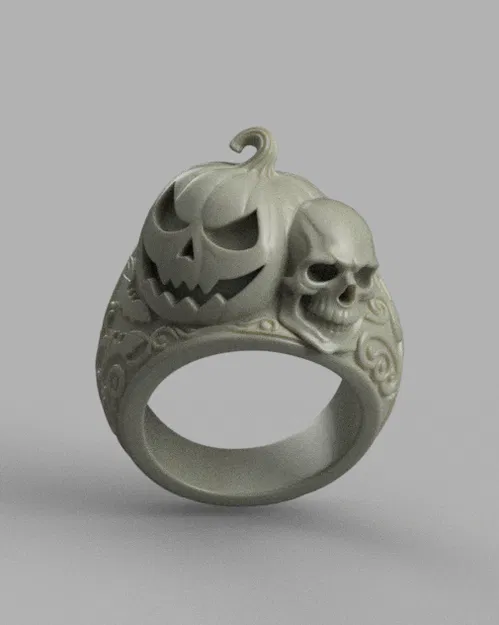 Nhẫn Pumpkin Skull Halloween (STL) – Chi tiết cao - Image 3