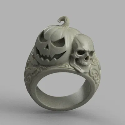 Nhẫn Pumpkin Skull Halloween (STL) – Chi tiết cao