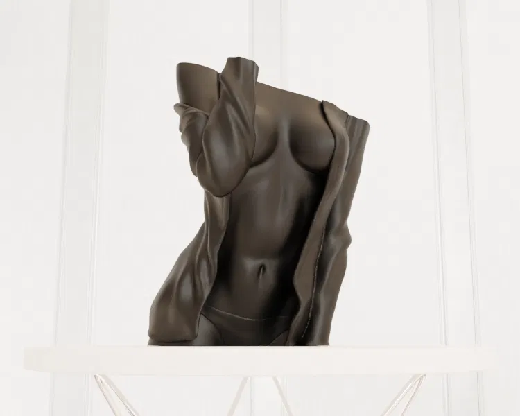 File STL Người Phụ Nữ Mở Áo Gợi Cảm – Tư Thế Cuốn Hút, Mẫu 3D In Được - Image 2