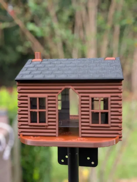 Máng ăn chim nhà gỗ Log Cabin Birder, in không cần support - Image 3
