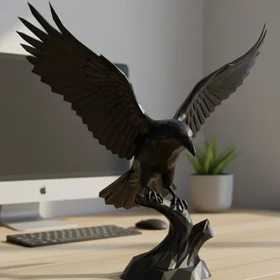Tượng quạ low-poly đẹp mắt