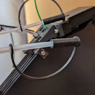 Nắp ống PTFE kèm chặn filament và dây giữ (retaining strap)