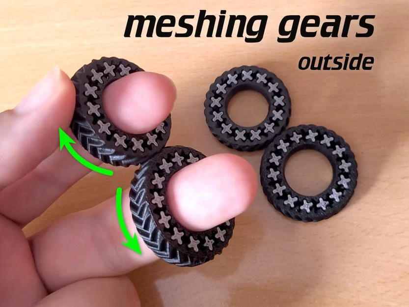 Nhẫn fidget gear với bánh răng ngoài ăn khớp (herringbone) để kéo nhau - Image 1