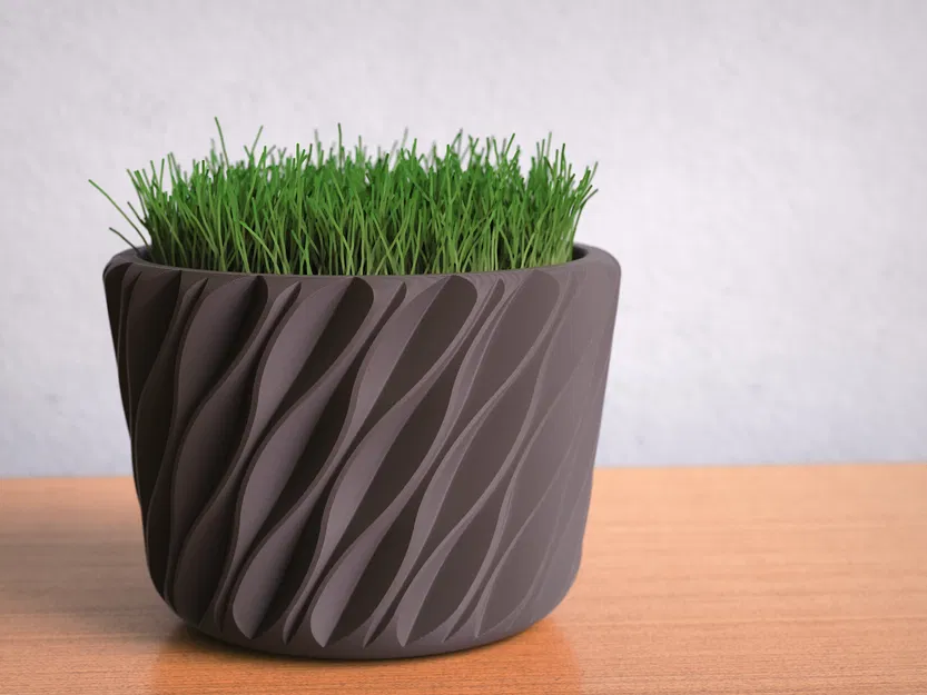 Chậu Wave Art Planter – Chậu dáng bầu họa tiết sóng hiện đại - Image 1