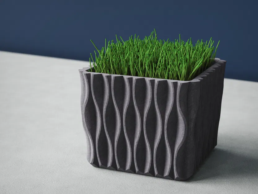 Chậu Trồng Cây Nghệ Thuật Sóng Vuông (Square Wave Art Planter) - Image 1