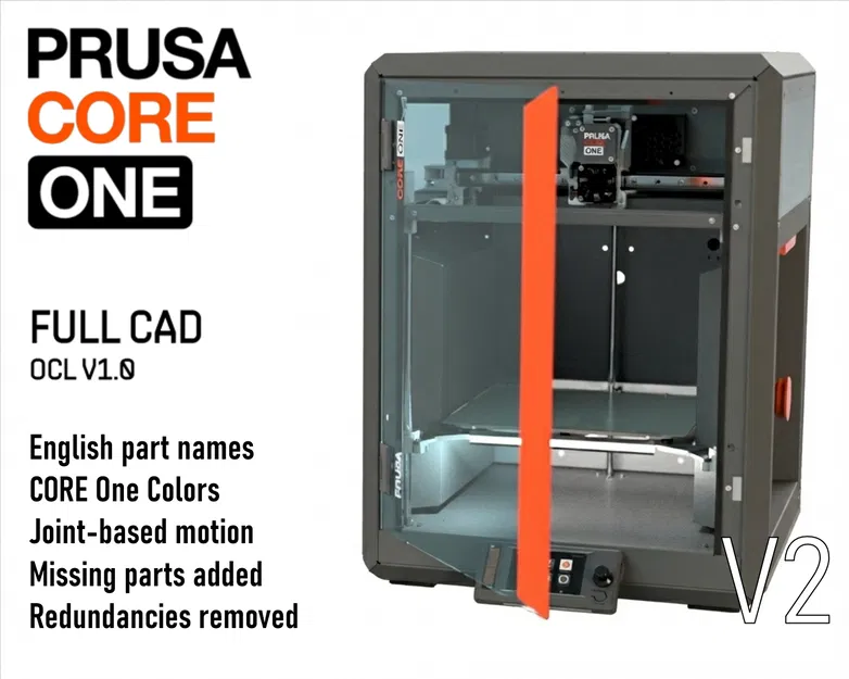 Prusa CORE One - Full CAD Assembly - English, Color V2 - Image 1