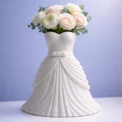 Bình Cắm Hoa Váy Cưới Cô Dâu – Decor In 3D Sang Trọng