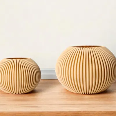 Bình Tròn Xếp Ly – Bình Trang Trí Gân Nổi Hiện Đại