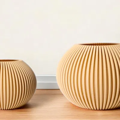 Bình Tròn Xếp Ly – Bình Trang Trí Gân Nổi Hiện Đại