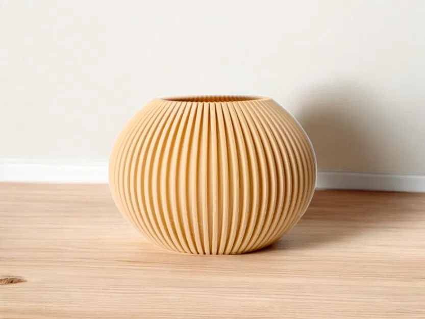 Bình Tròn Xếp Ly – Bình Trang Trí Gân Nổi Hiện Đại - Image 3