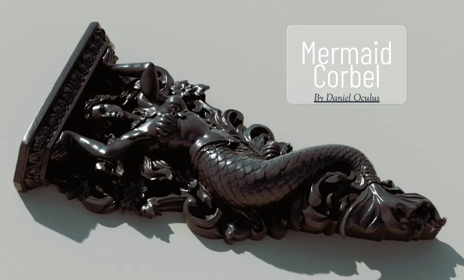 Mermaid Corbel – Bracket Kiến Trúc Phong Cách Nautical (STL Trang Trí) - Image 1