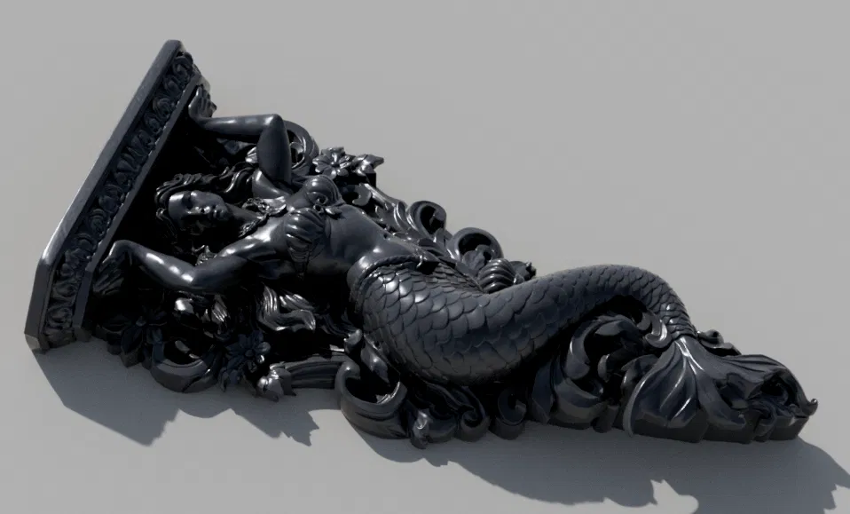 Mermaid Corbel – Bracket Kiến Trúc Phong Cách Nautical (STL Trang Trí) - Image 3