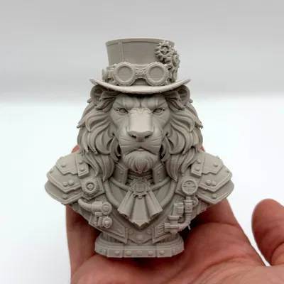 Tượng Bán Thân Sư Tử Steampunk (Lion Steampunk Bust)