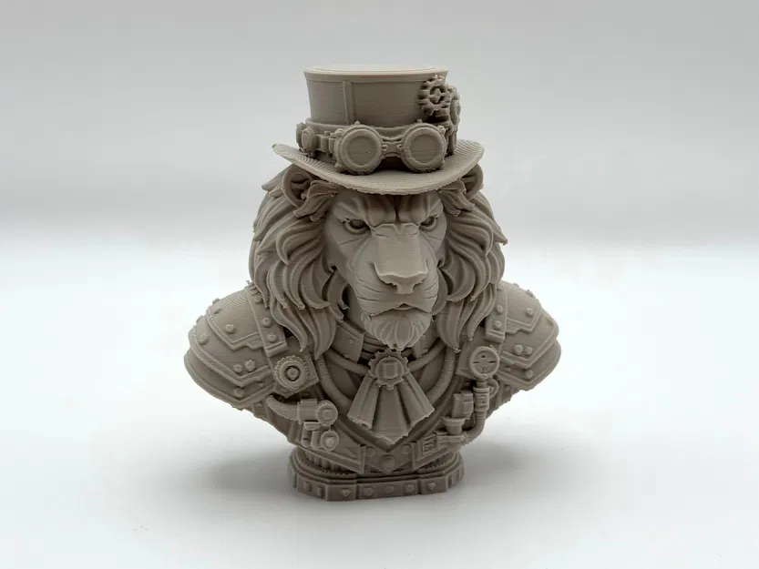 Tượng Bán Thân Sư Tử Steampunk (Lion Steampunk Bust) - Image 2