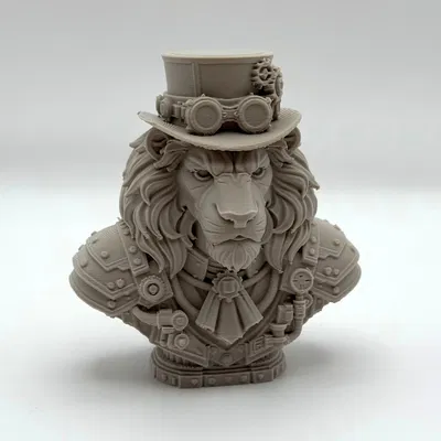 Tượng Bán Thân Sư Tử Steampunk (Lion Steampunk Bust)