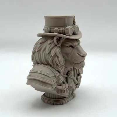 Tượng Bán Thân Sư Tử Steampunk (Lion Steampunk Bust)