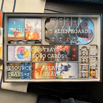 Khay insert SETI + Space Agencies: player tray & alien species tray