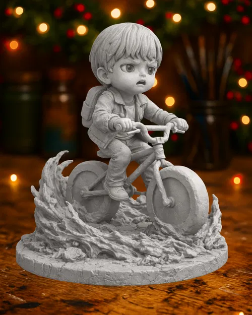 Chibi Eleven đạp xe – Cảnh biểu tượng từ Stranger Things - Image 1