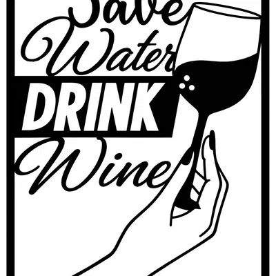 Save Water Drink Wine – Trang trí treo tường line art