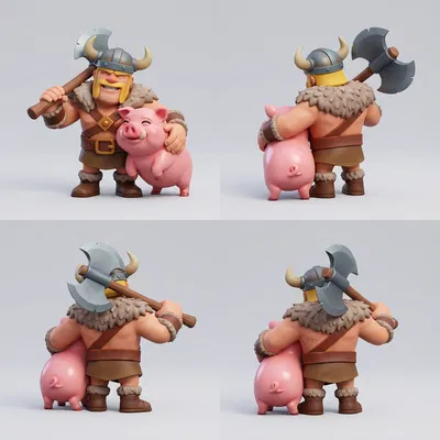 Clash of Clans: Barbarian King cầm rìu (ôm heo)