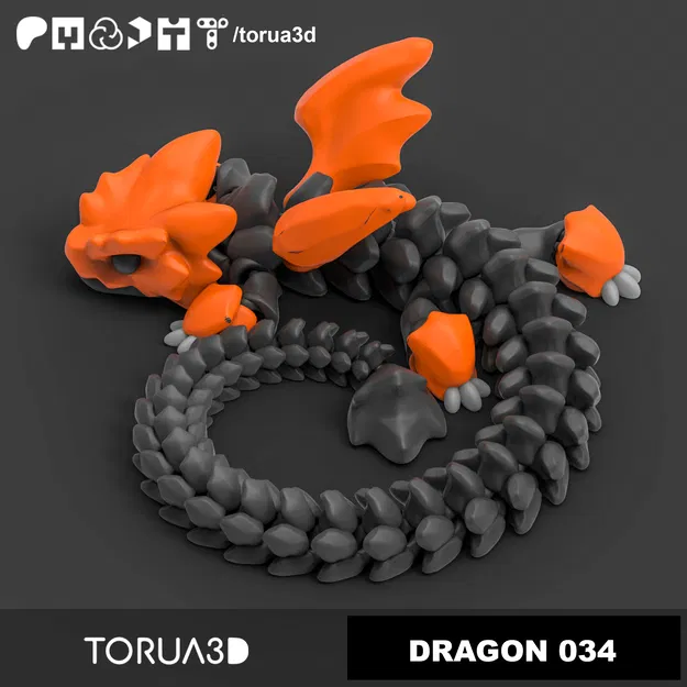Rồng Khớp Nối Articulated Dragon 035 - Print in place - No supports - 3MF - STL - Image 2