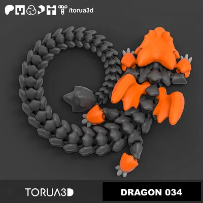 Rồng Khớp Nối Articulated Dragon 035 - Print in place - No supports - 3MF - STL
