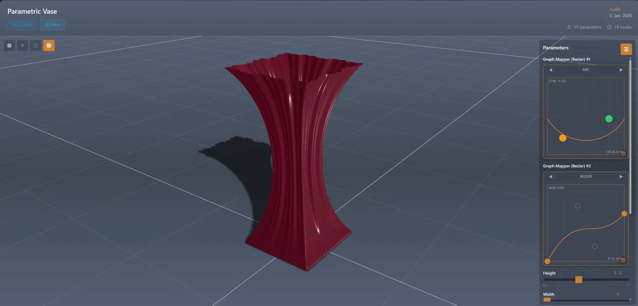 Bình hoa Parametric tuỳ biến hoàn toàn (Fully Customizable Parametric Vase) - Image 2