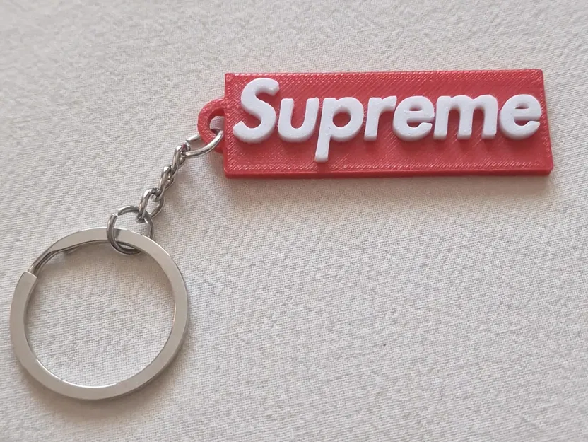 Móc khóa chữ nổi phong cách Supreme, in 2 màu không cần AMS - Image 2