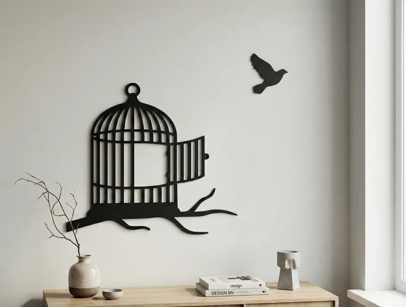 Wall Art Lồng Chim - Silhouette Hiện Đại Treo Tường - Image 1