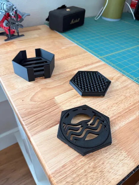 Bộ lót ly lục giác 3 thiết kế (Three design hexagon coaster set) - Image 2