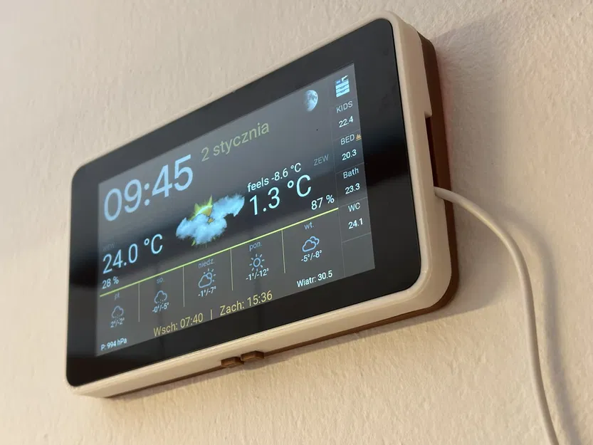 Vỏ LCD kèm công tắc - Gắn tường (nghiêng 5°) cho LCD-7B-ESP32-S3-Touch - Image 4