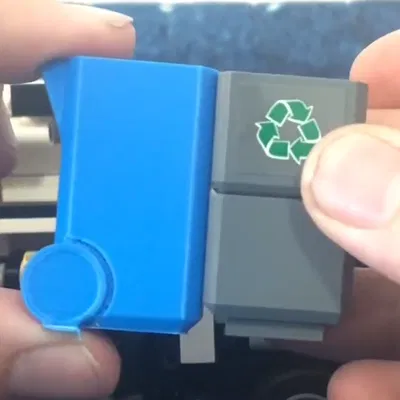 Lego Electric Garbage Truck: Thùng rác & thùng tái chế (Trash/Recycling cans)