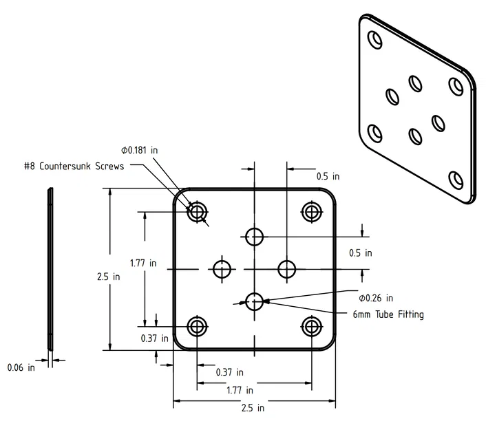 Bulkhead gắn 4 đầu nối filament thẳng 6mm (4x Filament 6mm Fitting Bulkhead) - Image 3