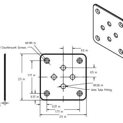 Bulkhead gắn 4 đầu nối filament thẳng 6mm (4x Filament 6mm Fitting Bulkhead)