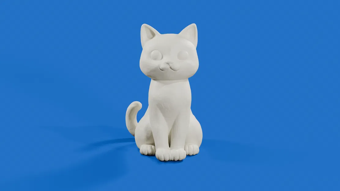 Sitting Cat – Mẫu mèo ngồi cartoon 3D dễ thương - Image 1