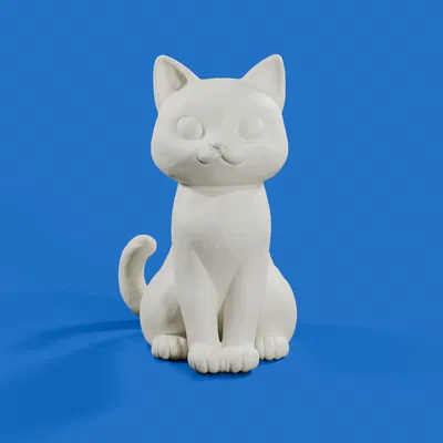 Sitting Cat – Mẫu mèo ngồi cartoon 3D dễ thương