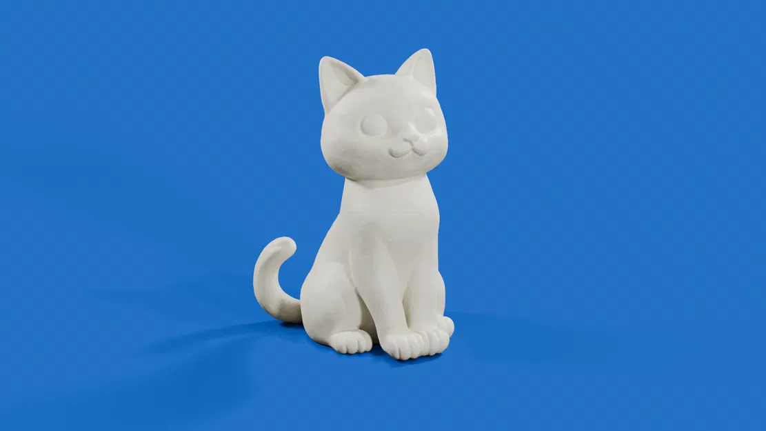 Sitting Cat – Mẫu mèo ngồi cartoon 3D dễ thương - Image 2