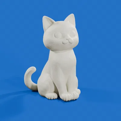 Sitting Cat – Mẫu mèo ngồi cartoon 3D dễ thương