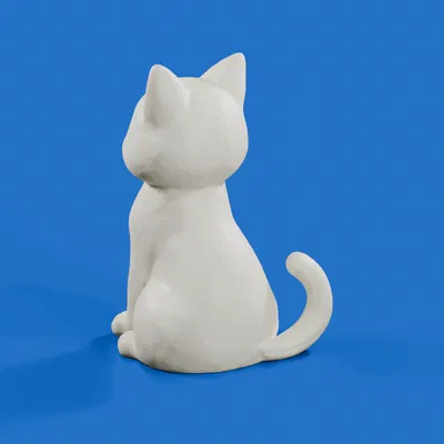 Sitting Cat – Mẫu mèo ngồi cartoon 3D dễ thương