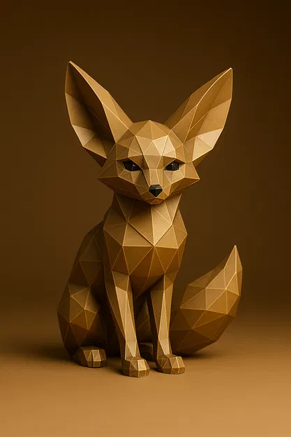 Fennec Fox (Cáo Sa Mạc) Low-Poly – Crystal Facets - Image 1